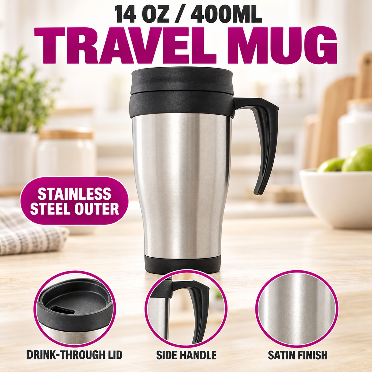 14oz 400ml Stainless Steel Travel Mug
