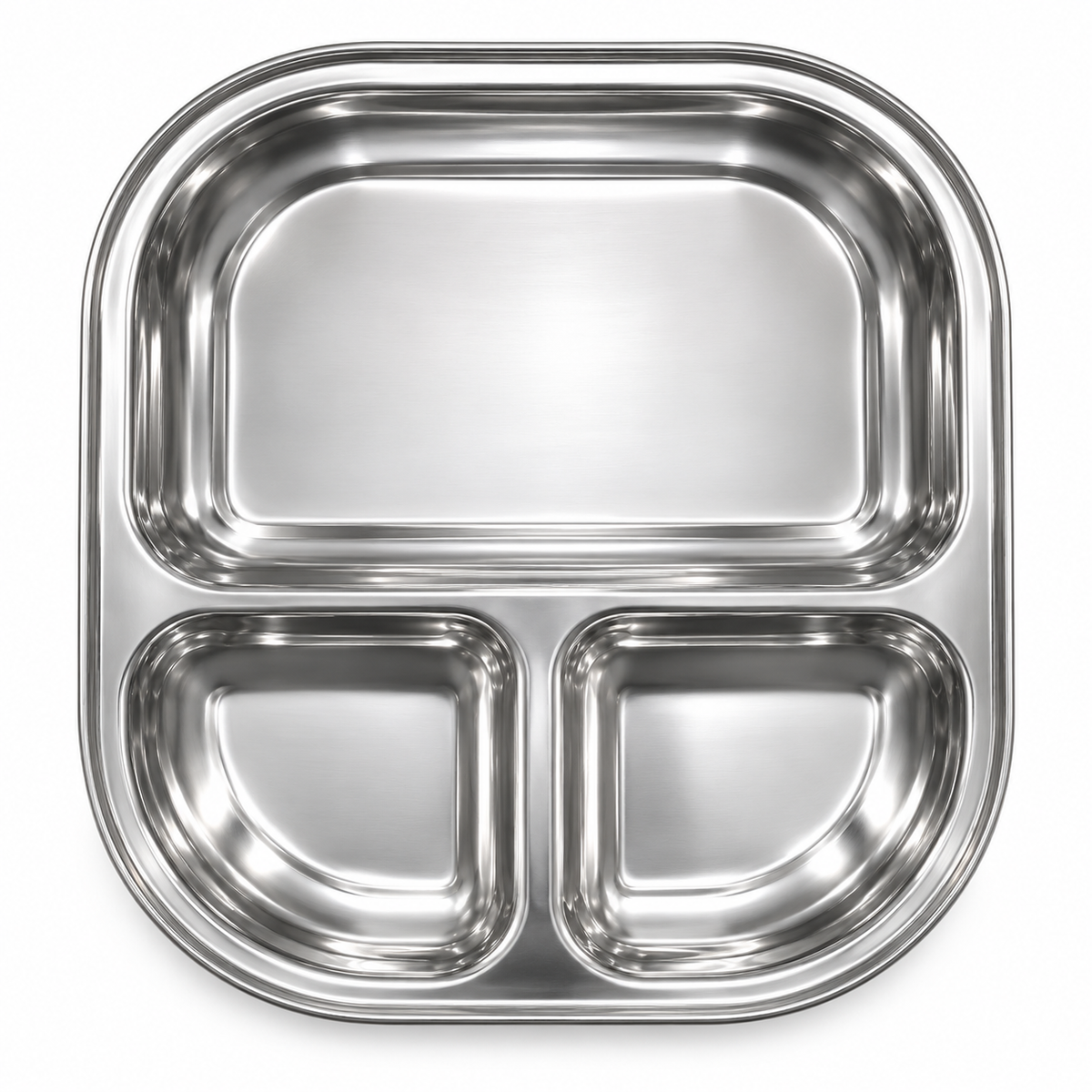 Stainless Steel 3 Compartment Tray – 29.5x26cm Divided Serving Plate