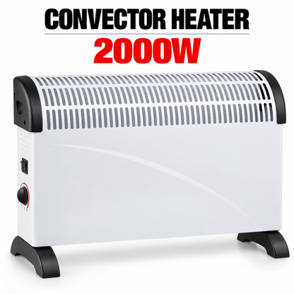 Single 2000W Portable Convector Heater 62.5cm – White