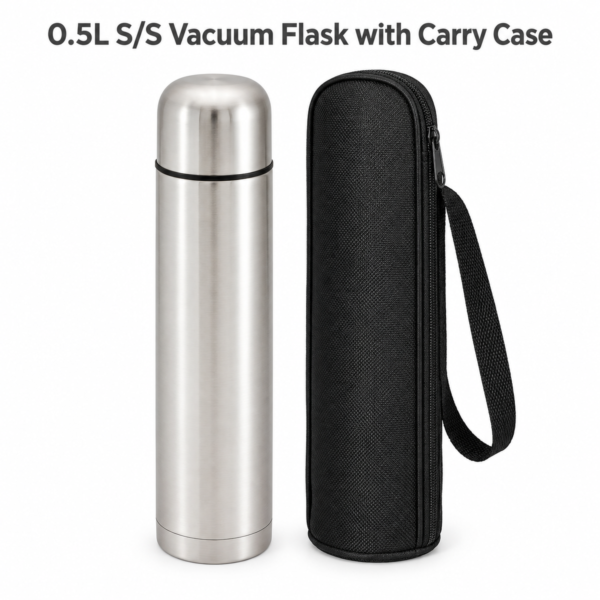 0.5L Stainless Steel Vacuum Flask with Carry Case
