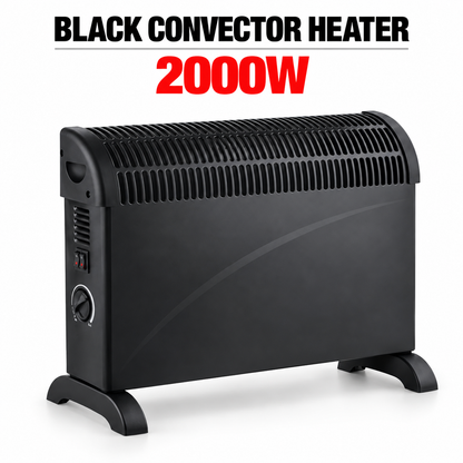 Single 2000W Portable Convector Heater 62.5cm – Black