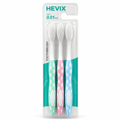 Soft Bristle Toothbrush Set – 3 Pack, 0.01mm Ultra-Fine Bristles