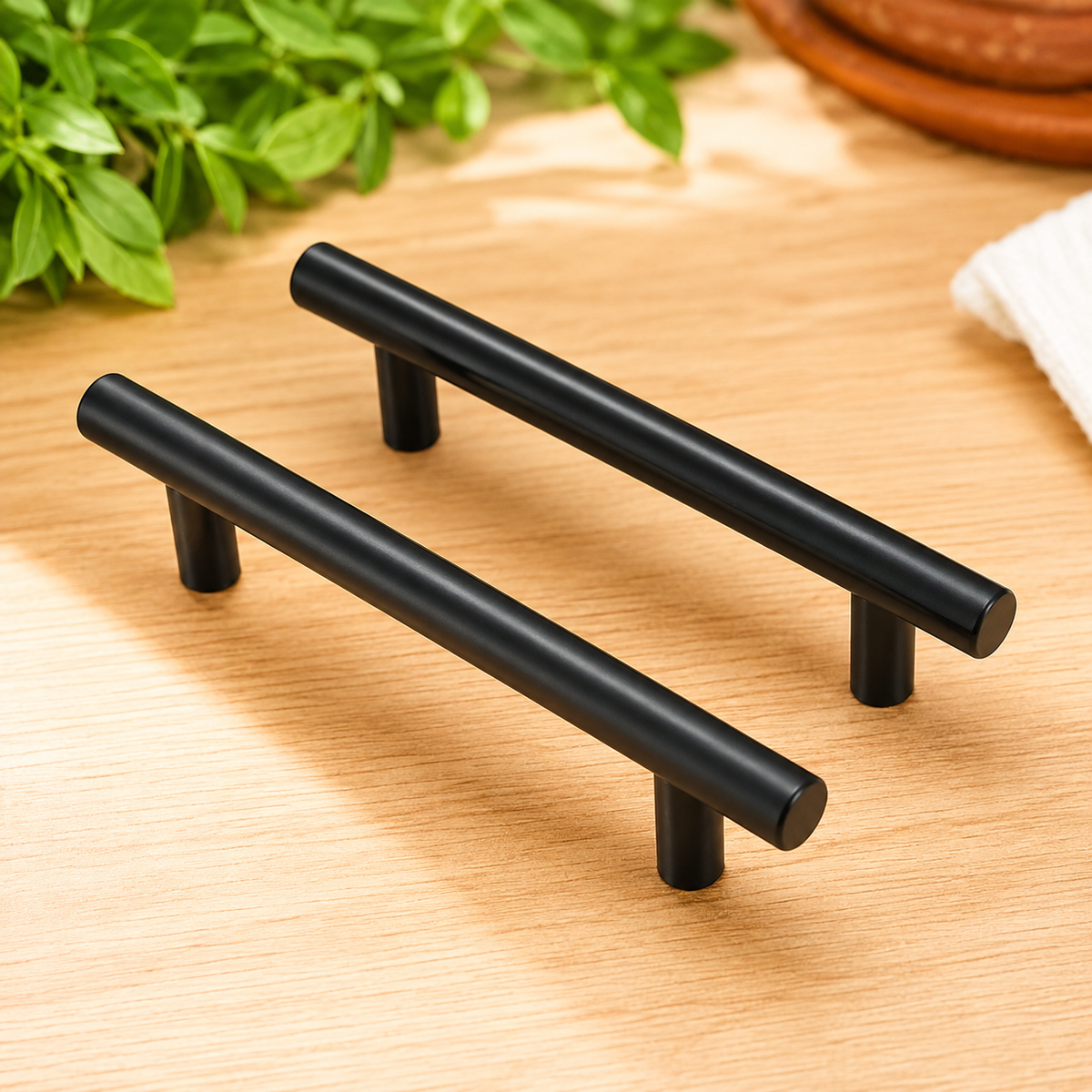 2-Piece 150mm Black T-Bar Cabinet Pull Handle Set – 96mm Centres