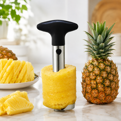 Stainless Steel Pineapple Corer Slicer & Cutter with Easy-Grip Handle – Manual Pineapple Prep Tool