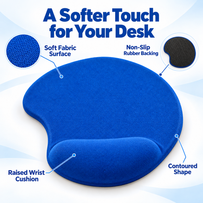 Blue Mouse Pad with Wrist Cushion