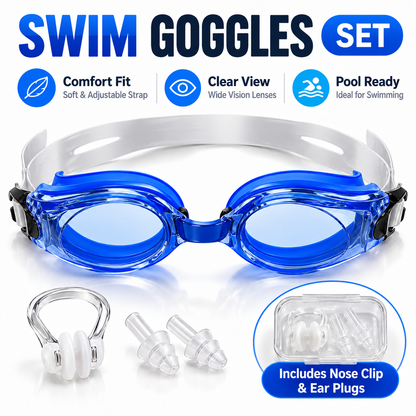 Swimming Goggles Set Purple Yellow Blue