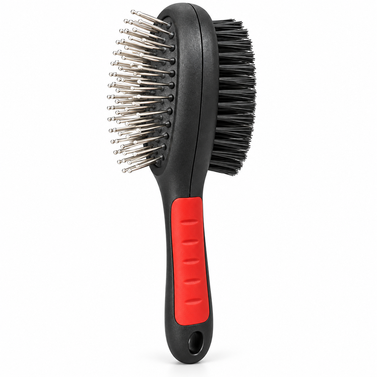 Small Double-Sided Pet Grooming Brush with Pins and Bristles