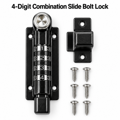 4-Digit Combination Slide Bolt Lock