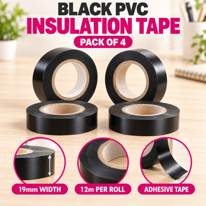 Black PVC Insulation Tape Pack of 4