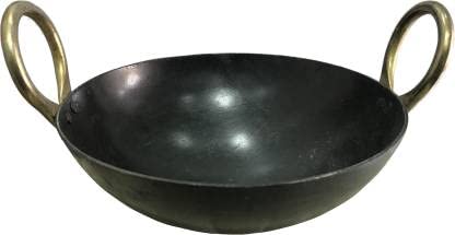 8 Inch Round Bottom Iron Kadahi with Two Handles