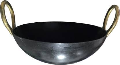 8 Inch Round Bottom Iron Kadahi with Two Handles