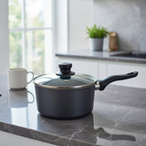 20cm Milk Pan with Glass Lid and Black Handle