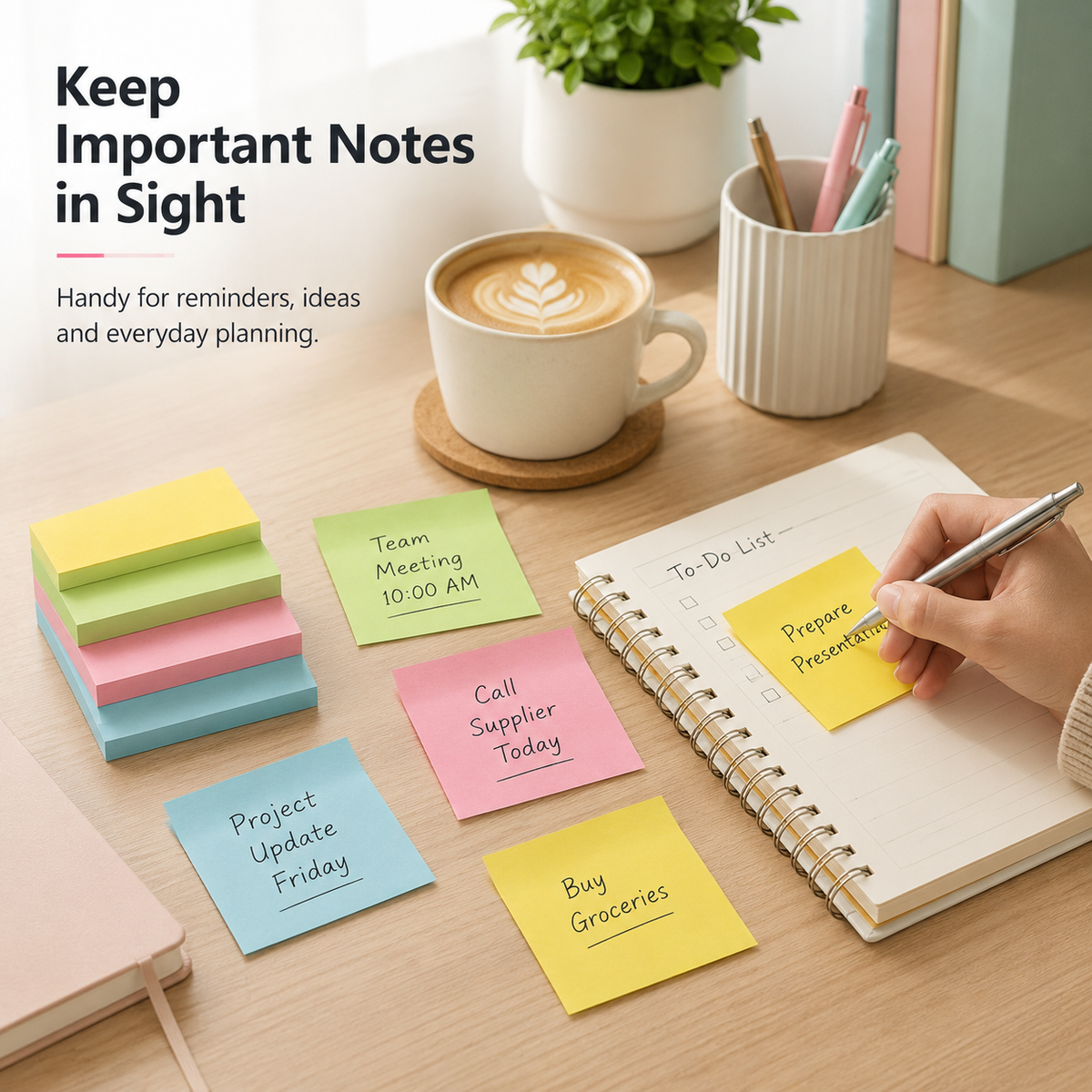 4-Pack Colourful Sticky Notes
