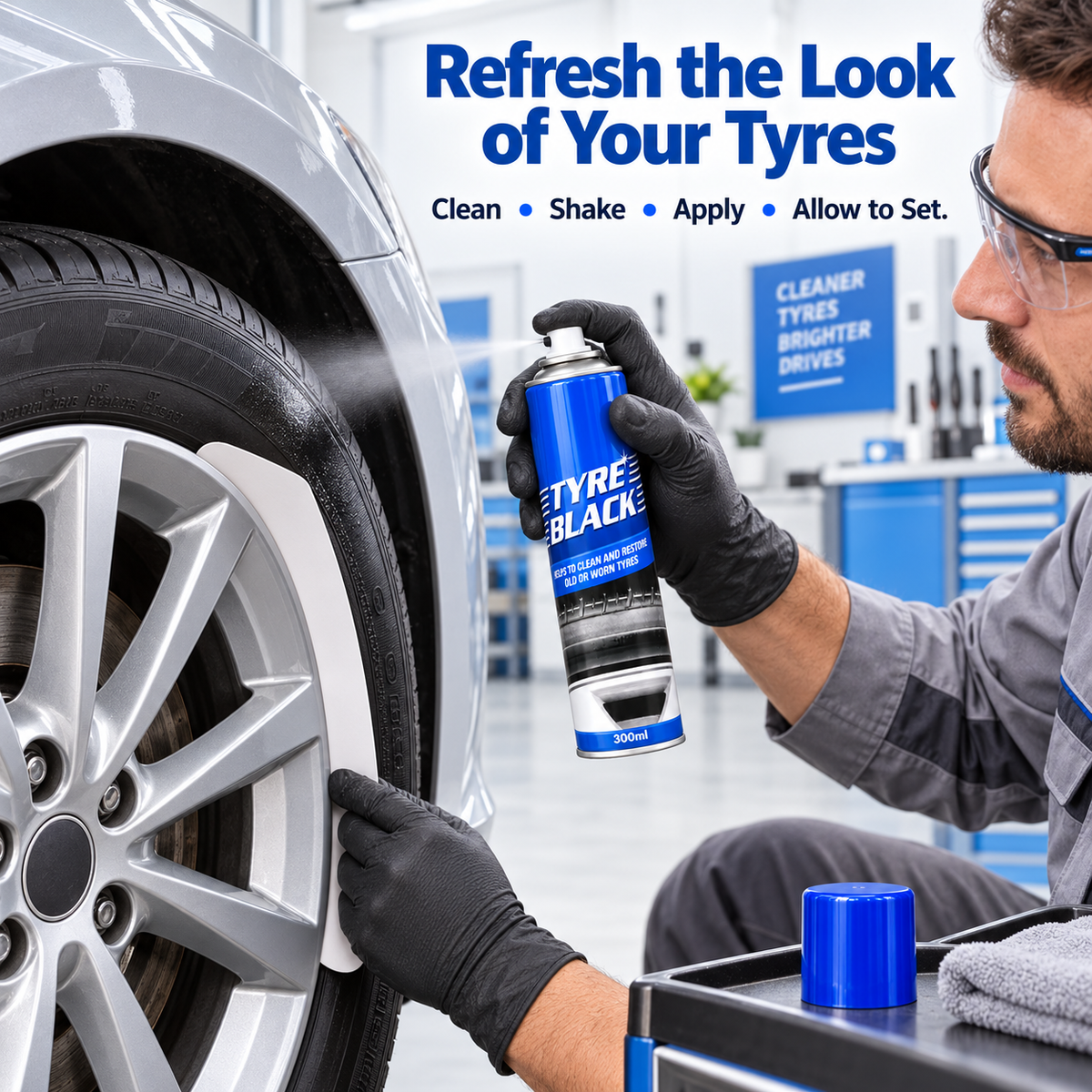 Tyre Black Spray – Cleans & Restores Old or Worn Tyres, 300ml