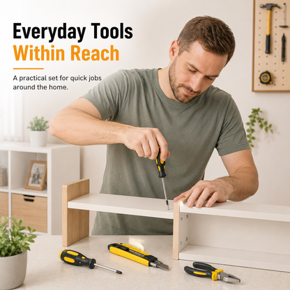 4-Piece Household Hand Tool Set – Pliers, 2 Screwdrivers & Utility Knife DIY Repair Kit