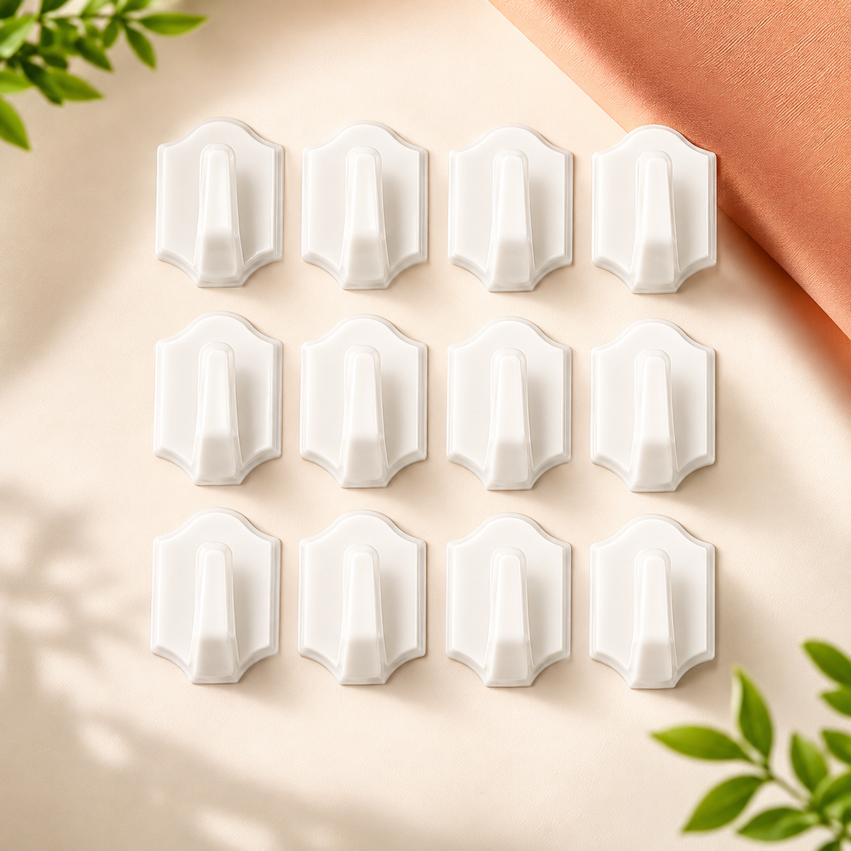 White Adhesive Wall Hooks 12pcs