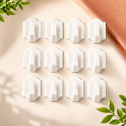 White Adhesive Wall Hooks 12pcs