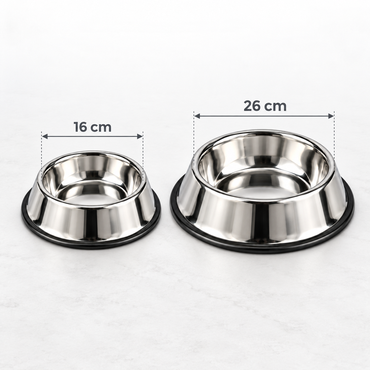 Silver Pet Food and Water Bowl – Available in 16cm and 26cm