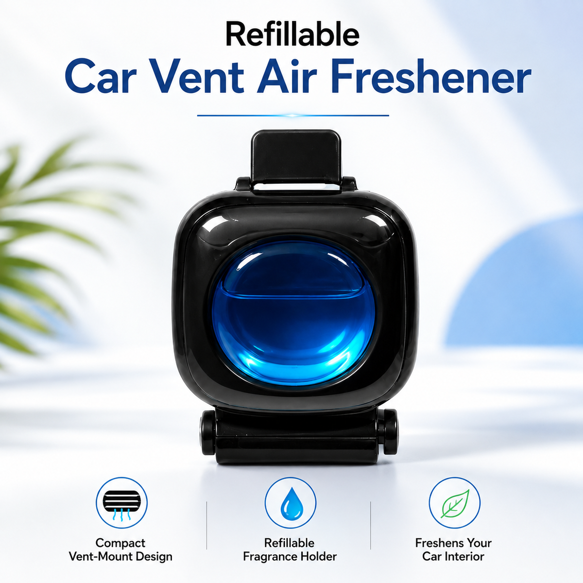 Refillable Car Air Freshener Odour Diffuser – Ocean Fragrance Vent Clip for Lasting Freshness