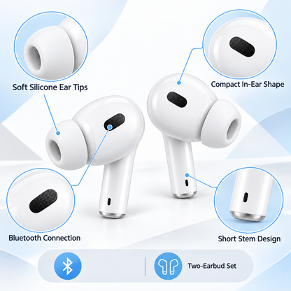 White Bluetooth Wireless Earbuds
