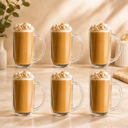 Caramel Glass Mugs 360ml – 6 Piece Set