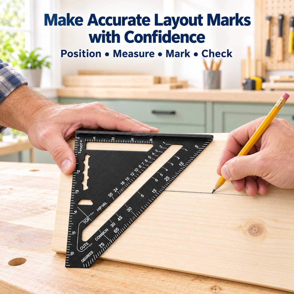 7" Roofer's Square – Rafter Angle Measuring Tool