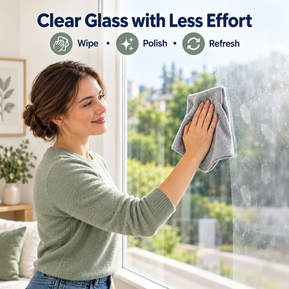 Premium Glass Cleaning Cloth with Germ Shield Technology – Streak-Free Wipe