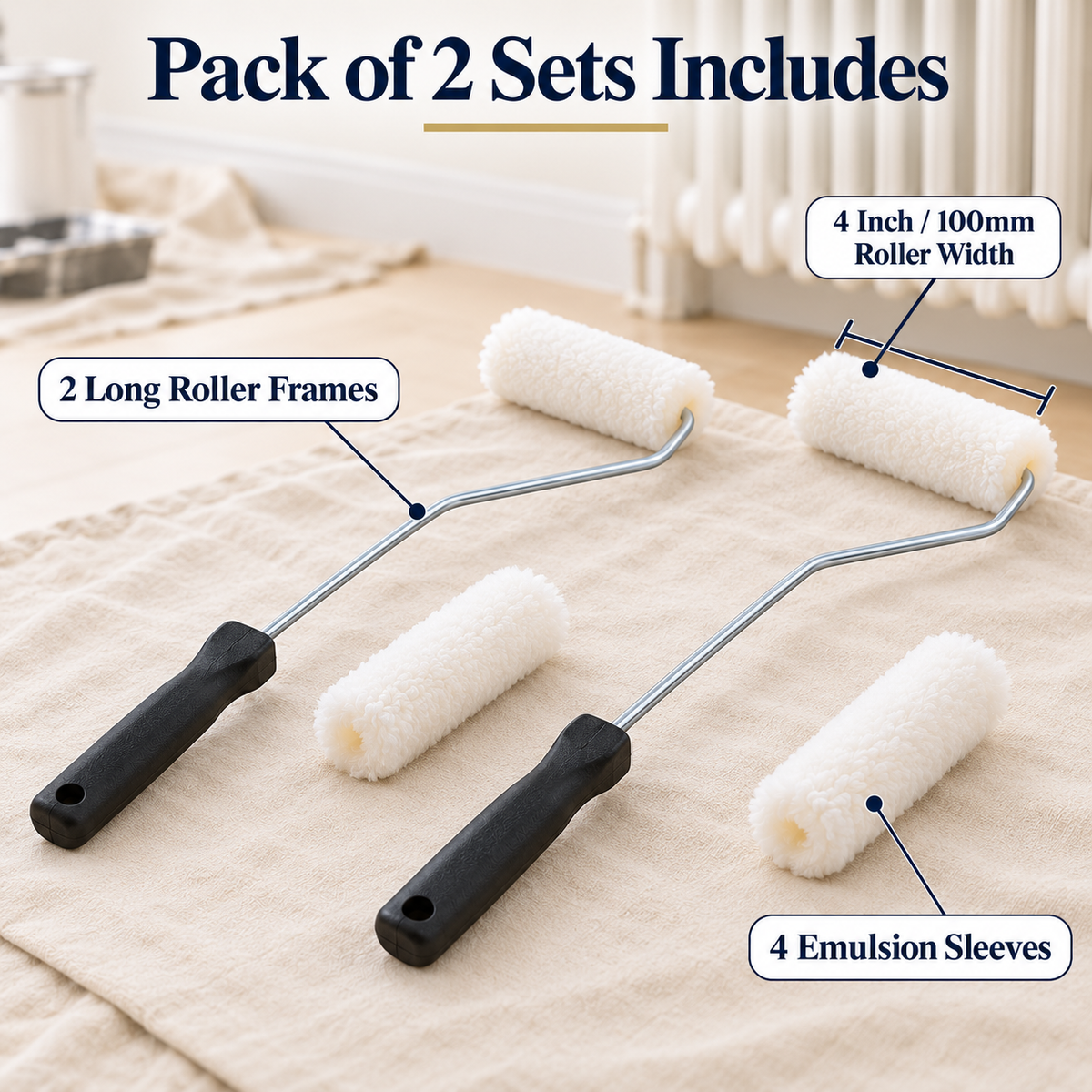 4 Inch Radiator Roller Set Pack of 2