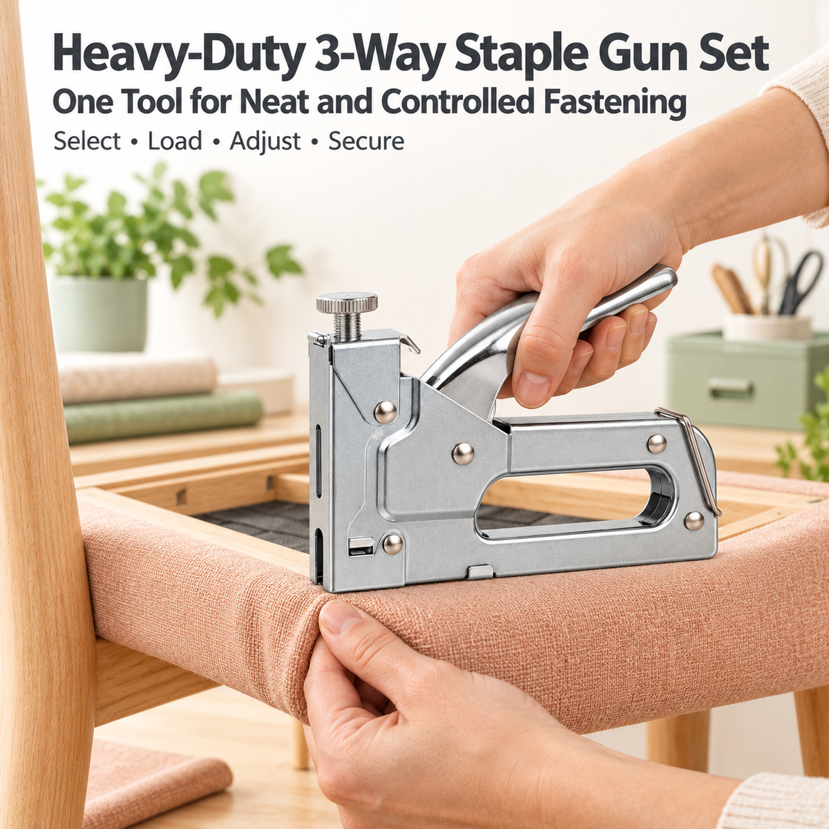 3-Way Staple Gun Kit with 1000pc Staples & Case