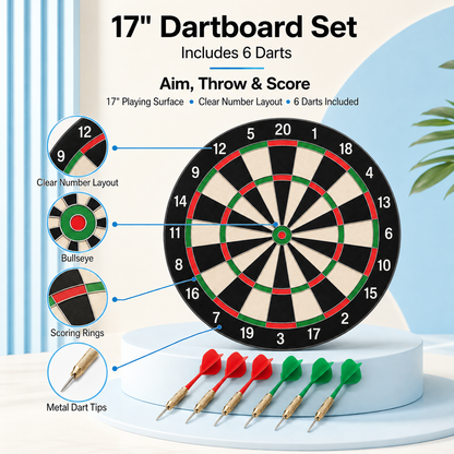 17-Inch Dartboard Set with 6 Darts