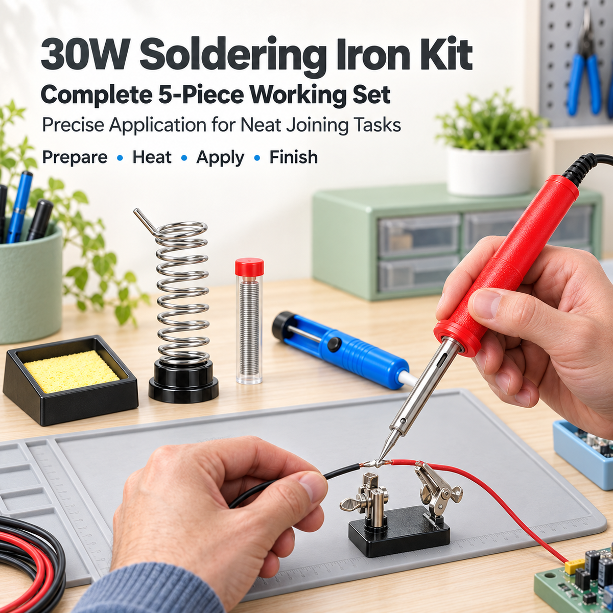 30W Soldering Iron Kit with Stand & Accessories