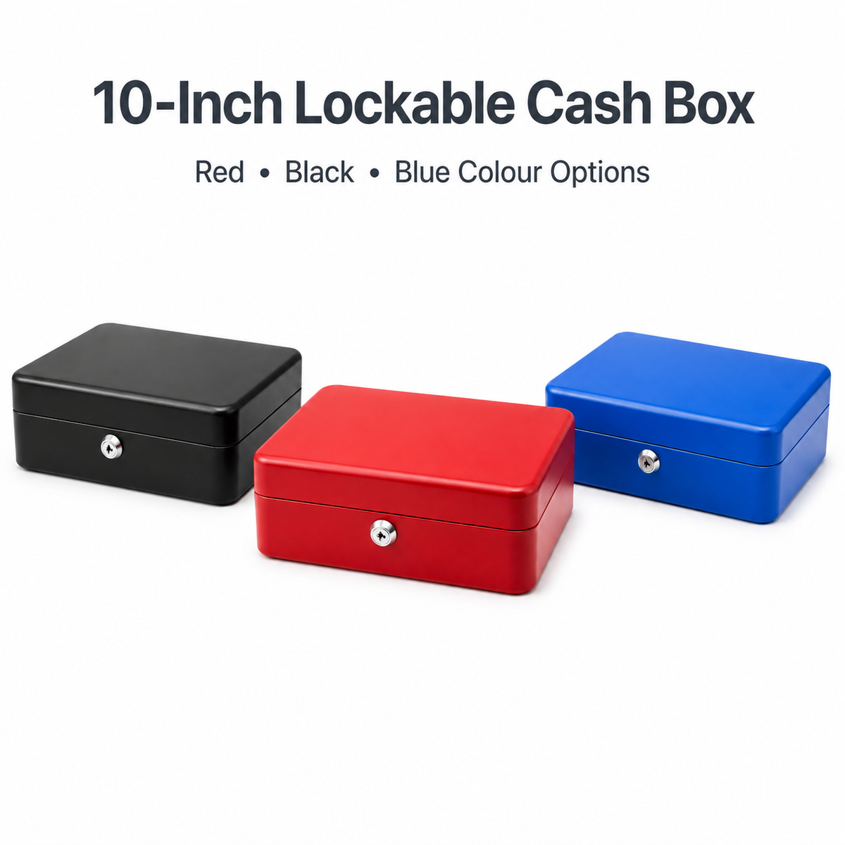 10" Cash Box with Lock & 2 Keys – 25cm