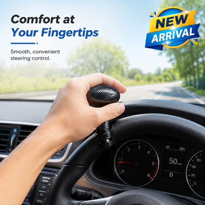 Universal Steering Wheel Spinner Knob – Carbon Fibre Style Driving Aid Handle for Cars & Vans