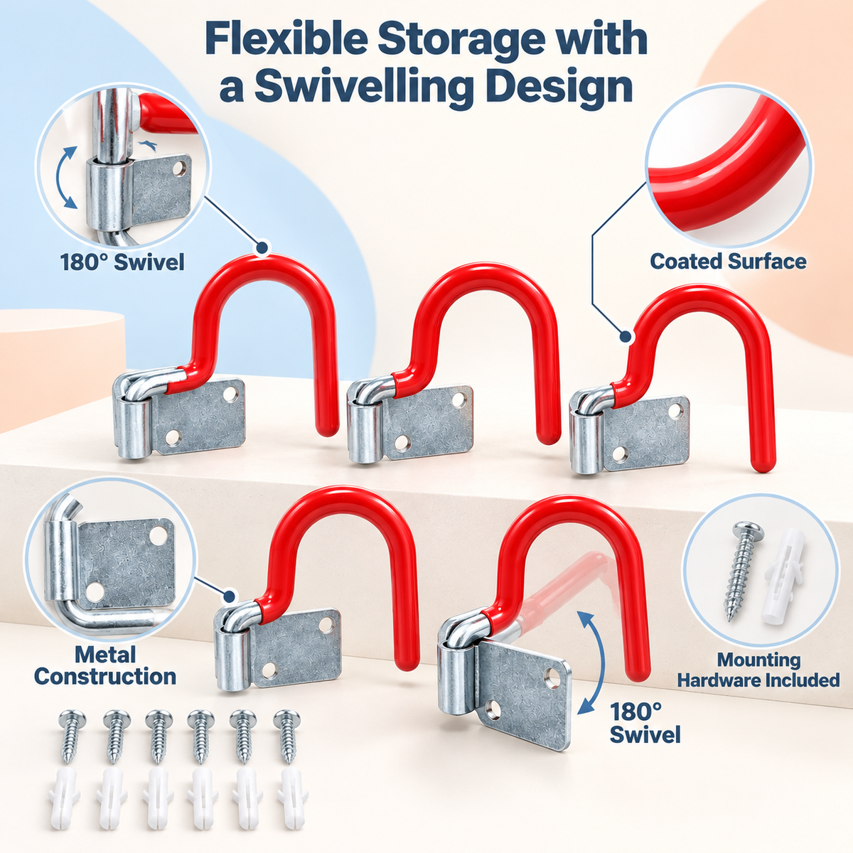 5Pc Swivel Garden Hooks Heavy Duty Wall Mount Hangers