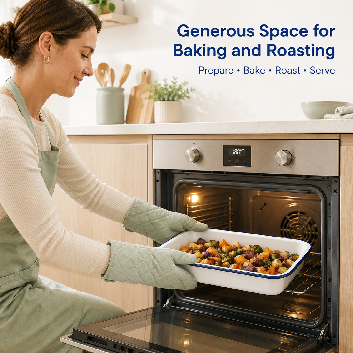 Enamel Bake Pan 37cm – Oven Safe Roasting Tray