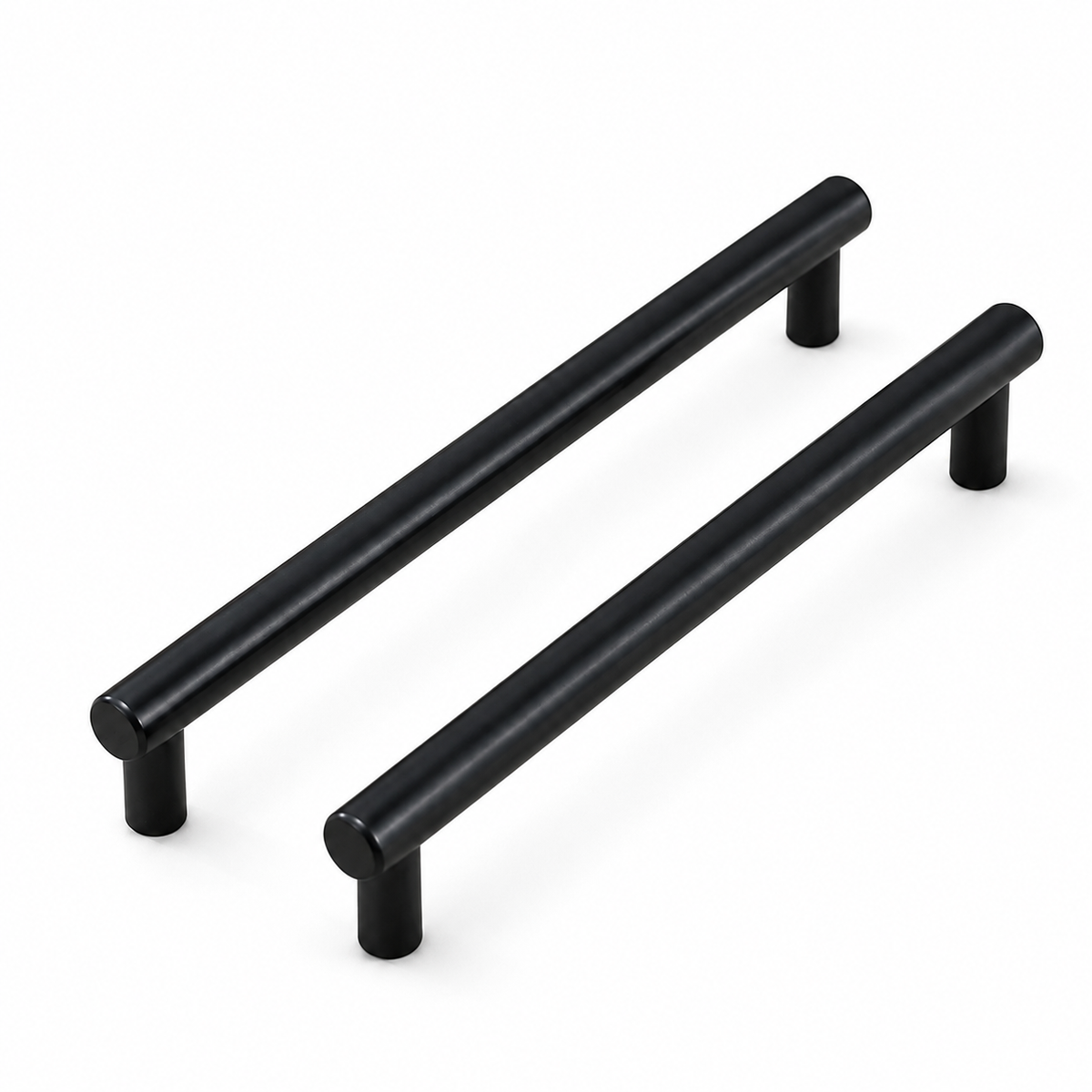 2-Piece 200mm Black T-Bar Cabinet Pull Handle Set – 128mm Centres