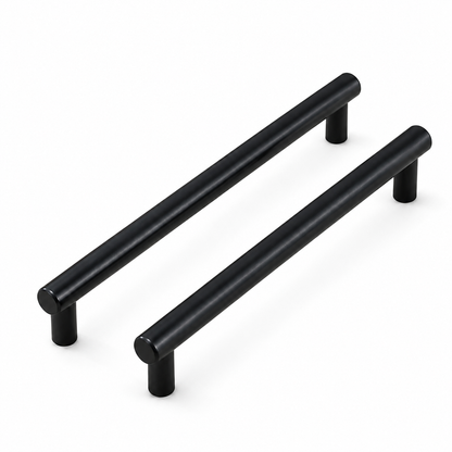 2-Piece 200mm Black T-Bar Cabinet Pull Handle Set – 128mm Centres