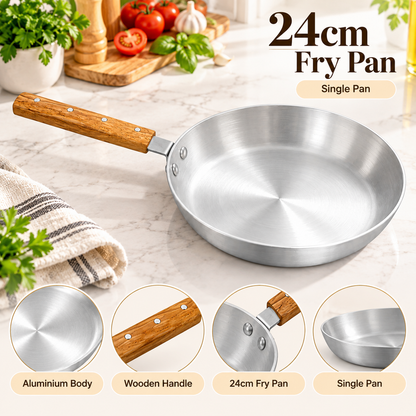 24cm Aluminium Frying Pan with Wooden Handle – Single Pack