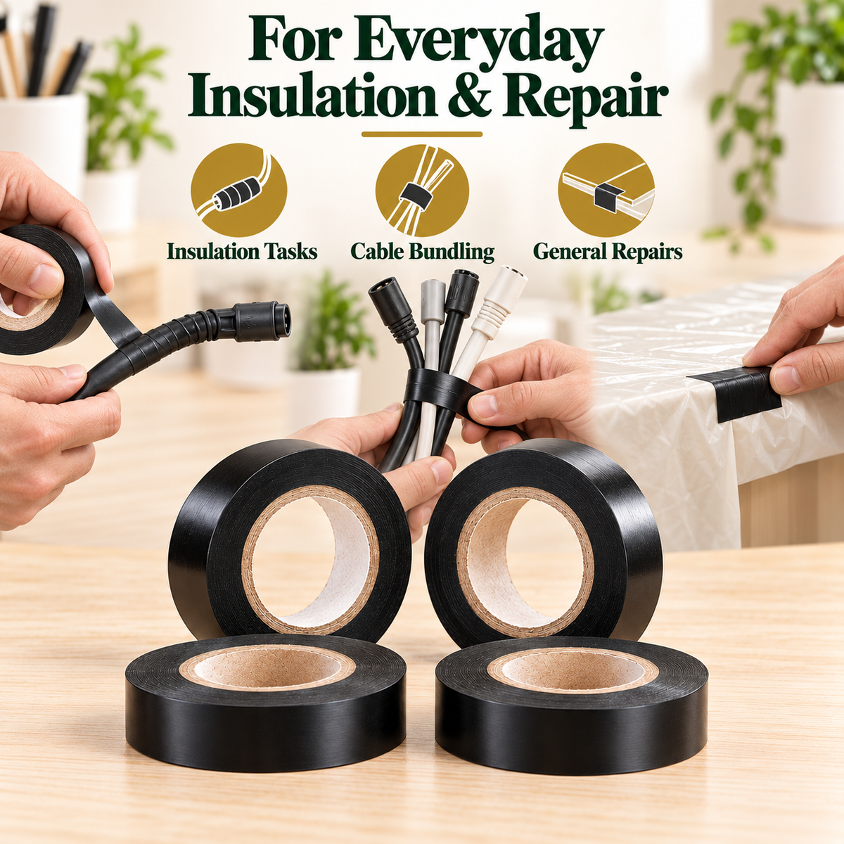 Black PVC Insulation Tape Pack of 4