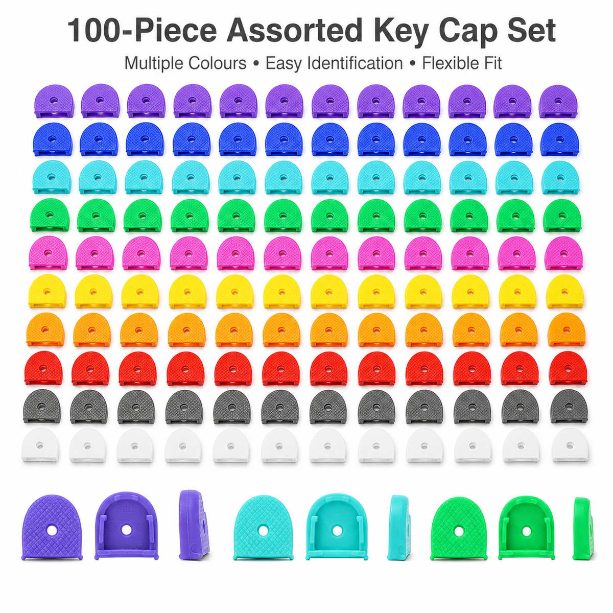 100pc Assorted Key Caps – Multicolour
