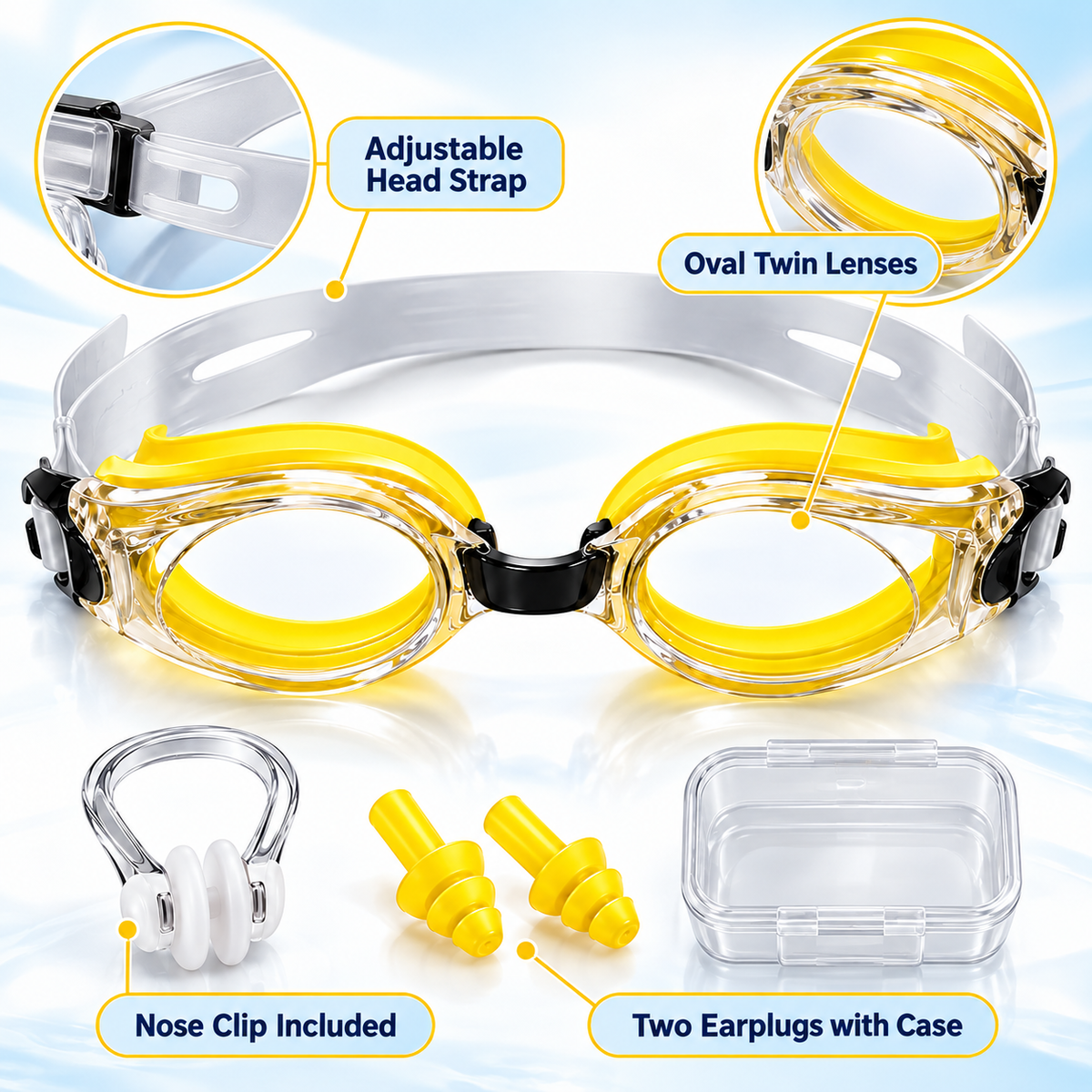 Swimming Goggles Set Purple Yellow Blue