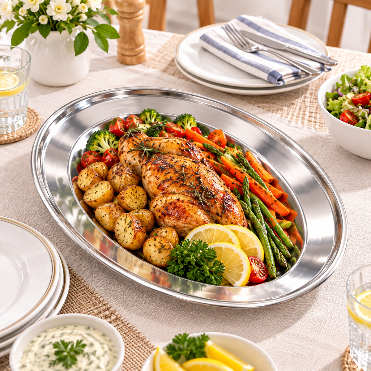 35cm Stainless Steel Oval Serving Plate