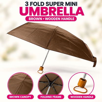 3 Fold Mini Umbrella Brown Blue Black Red