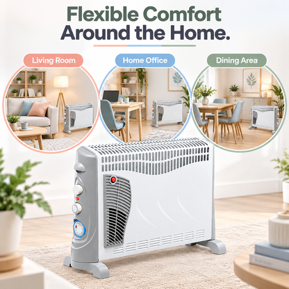 Single 2000W Convector Heater with Turbo Fan & Timer – White