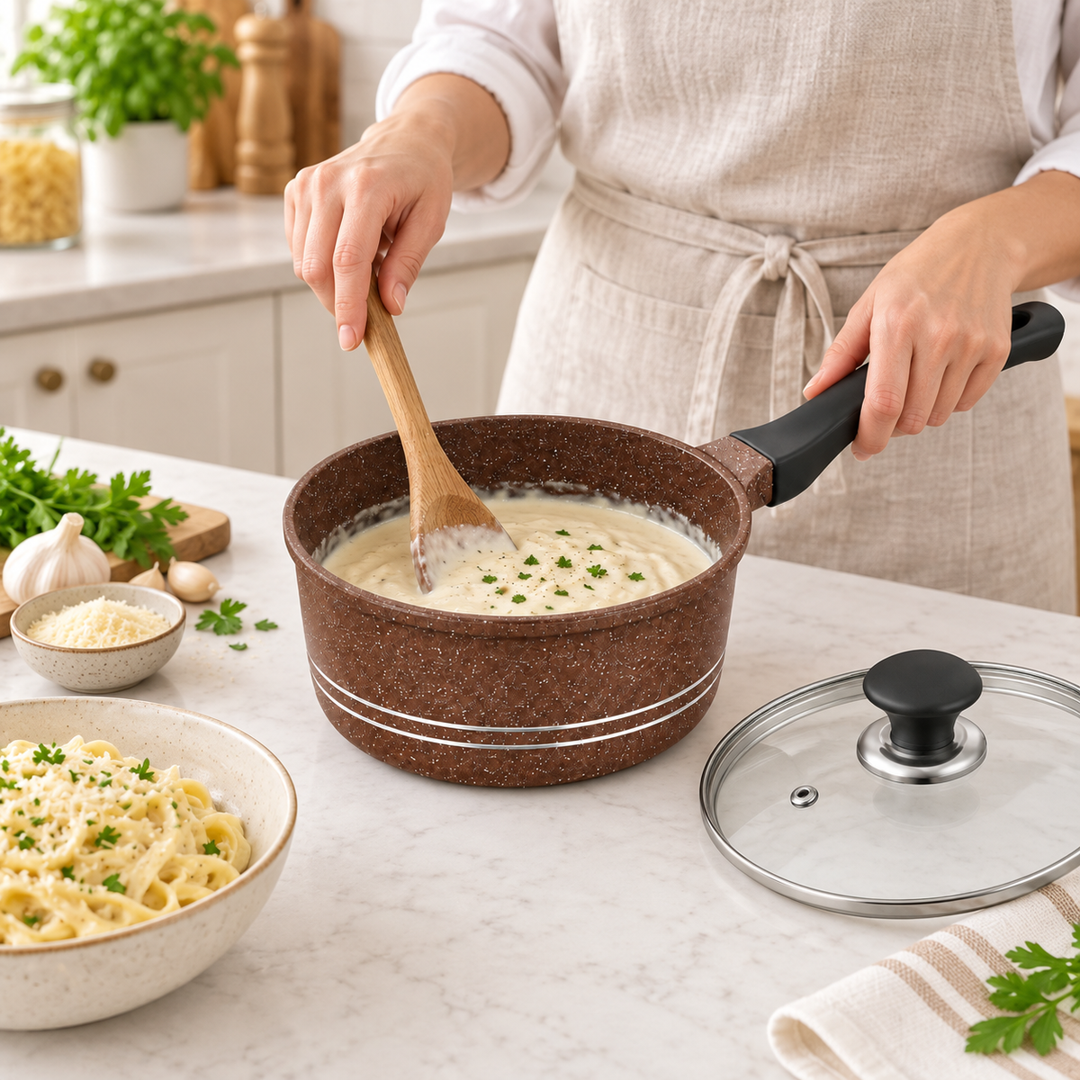 18cm Die-Cast Ceramic Sauce Pan