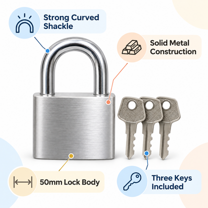 50mm Keyed Padlock with 3 Keys