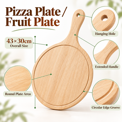 43 x 30cm Wooden Pizza Fruit Serving Board