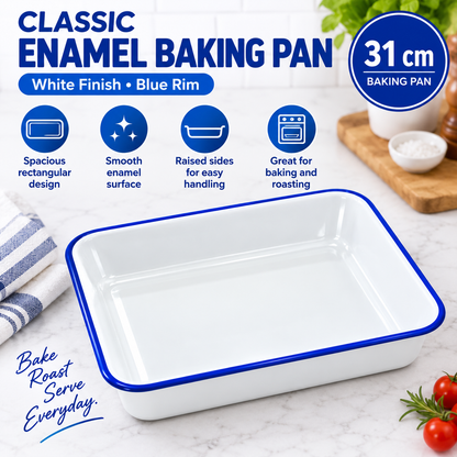 Enamel Bake Pan – 31cm Roasting & Baking Tray