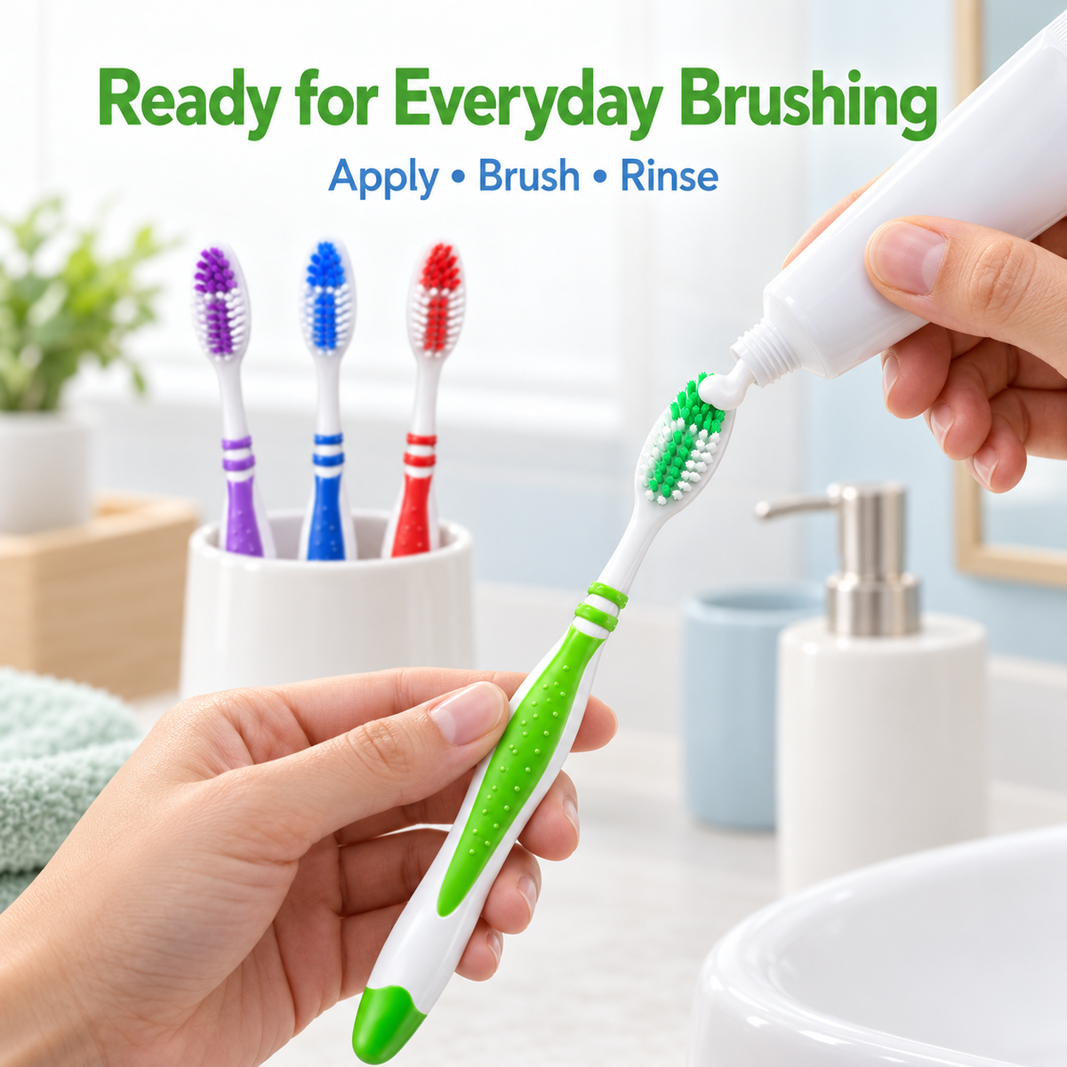 Toothbrush Set with Travel Head Covers – 4 Pack, Colorful Family Set