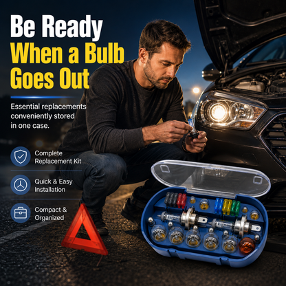 30-Piece H4 Car Bulb & Fuse Set – 12V Emergency Vehicle Spare Light Kit